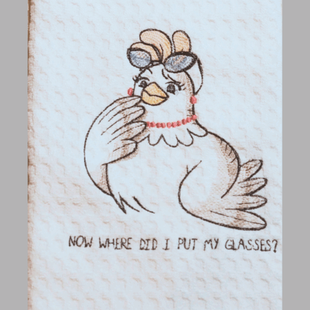 Tea Towel crazy cool chicken Now where did I put my Glasses (2)