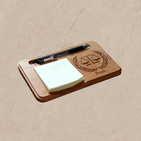 Lawyer Sticky Note Holder, Judge Gift, Personalized Sticky Note Holder & Pen, Wooden Sticky Note Holder