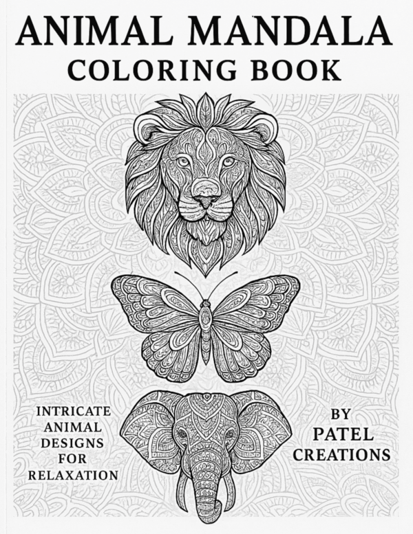 Animal Mandala Coloring Book - 60 Pages of Intricate Animal Designs - Digital Download