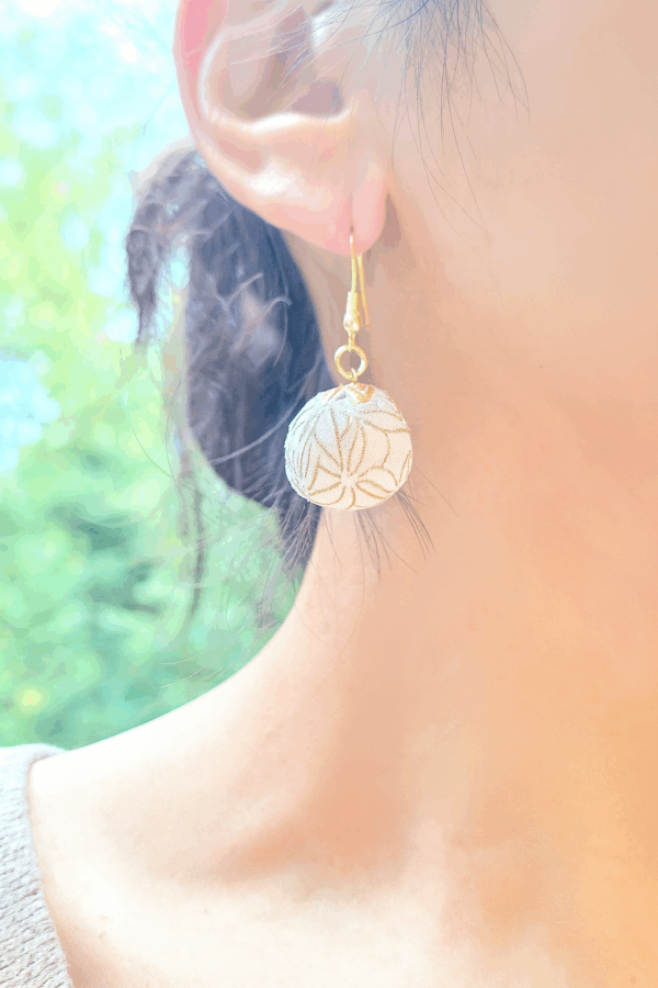 Authentic Kimono Silk Round Ball Earrings – Handmade Japanese Fabric Dangle Jewelry