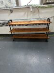 Steampunk style Shoe Rack with union style handles , Entryway Organizer, rustic shoe rack, Shoe Organizer, unique shoe rack