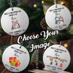 Personalized Family of 3 Christmas Ornaments – Custom First Christmas Keepsake (Double-Sided, Add Names)