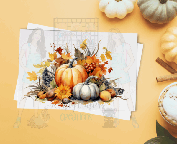 Fall Pumpkin Greeting Card Set – 5x7 Autumn Cards with Envelopes (Set of 4, Blank Inside)