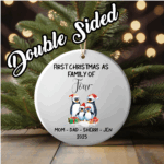 Personalized Family of 4 Christmas Ornaments – Custom First Christmas Keepsake (Double-Sided, Add Names)