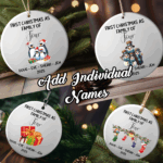 Personalized Family of 4 Christmas Ornaments – Custom First Christmas Keepsake (Double-Sided, Add Names)