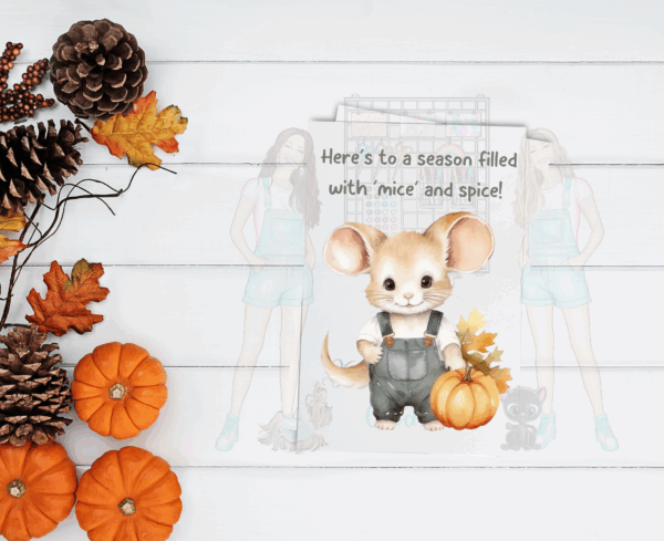 Fall Mouse Greeting Card Set – 5x7 Autumn Cards with Envelopes (Set of 7, Blank Inside)