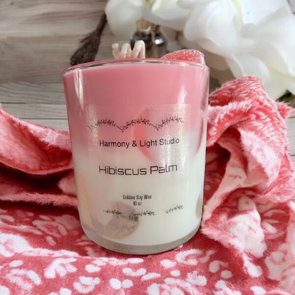 Iced Hearts Latte Candle: Hibiscus Palm Scented Soy Wax Candle