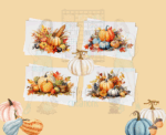 Fall Pumpkin Greeting Card Set – 5x7 Autumn Cards with Envelopes (Set of 4, Blank Inside)