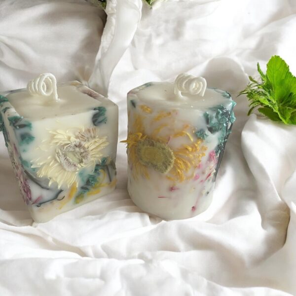 Botanical Pillar Candle Gift Set: Green Tea and Lemongrass Cocosoy Wax