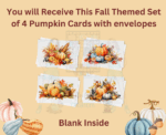 Fall Pumpkin Greeting Card Set – 5x7 Autumn Cards with Envelopes (Set of 4, Blank Inside)