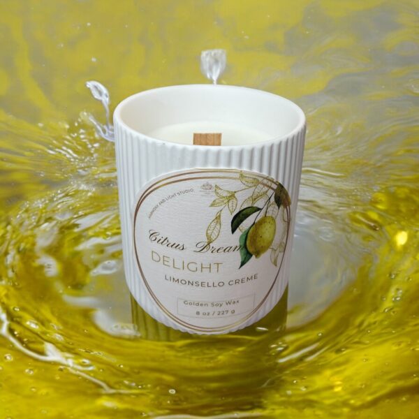 Citrus Soy Candle in Jesmonite Vessel: Limoncello Creme Scent