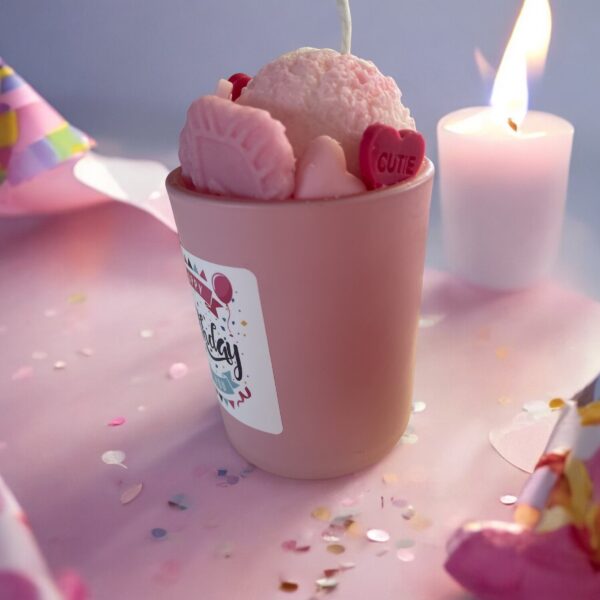 Birthday Candle: Lychee Blush Scented Soy Candle - 8 oz