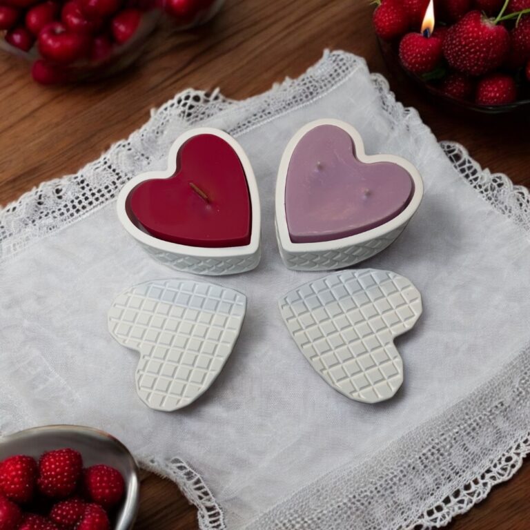 Heart Shaped Soy Wax Candle: Serenity Scented Jesmonite Vessel
