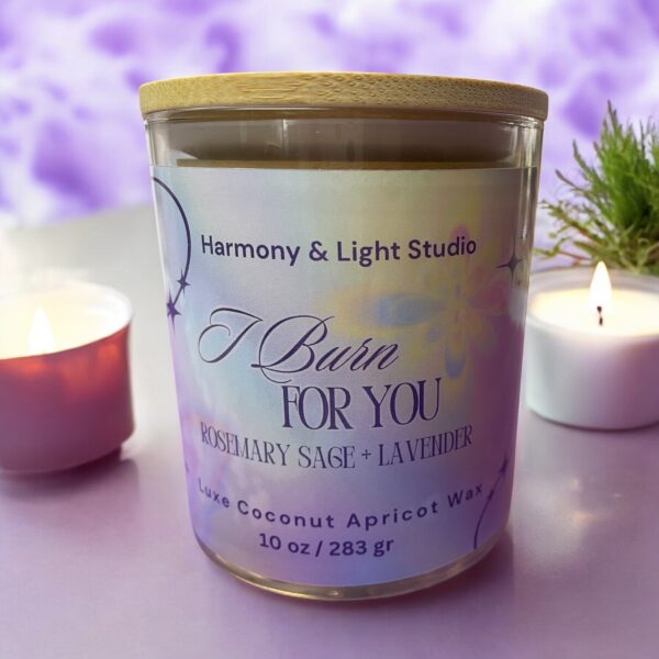 Rosemary Sage Lavender Candle: Coconut Apricot Wax, Calming Scent - 10 oz