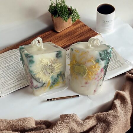 Botanical Pillar Candle Gift Set: Green Tea and Lemongrass Cocosoy Wax