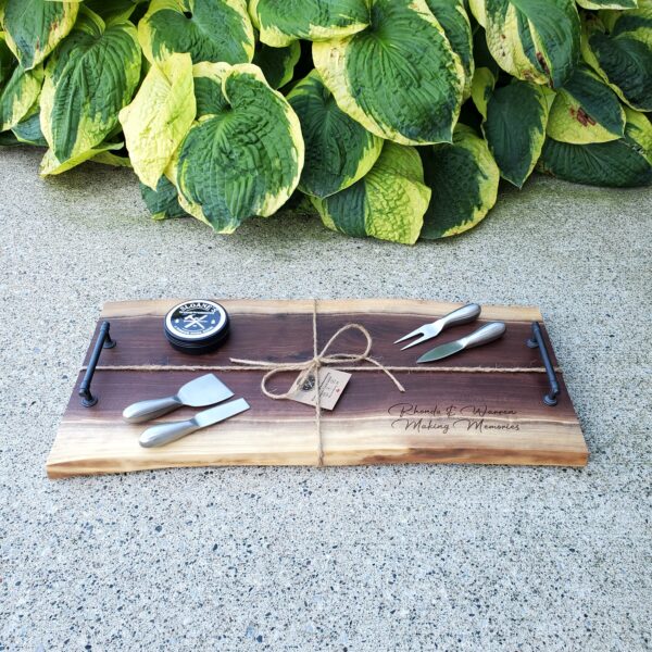 Live Edge Walnut Charcuterie Boards Set - Personalized
