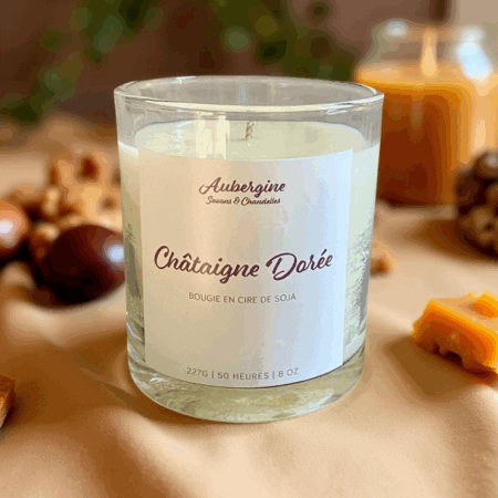 Golden Chestnut Scented Candle / Bougie Châtaigne Dorée, 227 g. - Free Shipping