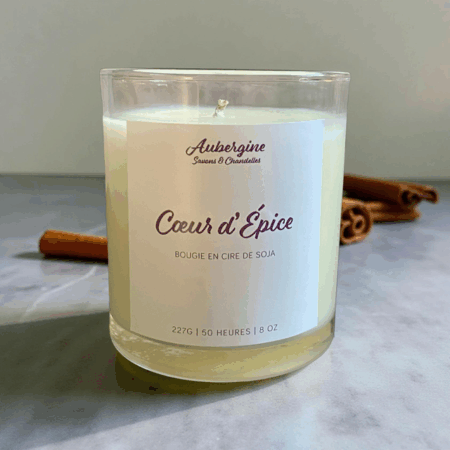Cinnamon Bark Scented Candle / Bougie Coeur d'Épices, 227 g. - Free Shipping