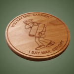 Personalized Mail Delivery Person Trivet: Carved Wood Trivet