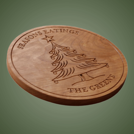 Personalized Christmas Tree Trivet: Carved Wood Trivet