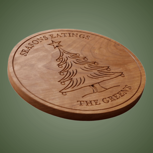 Personalized Christmas Tree Trivet: Carved Wood Trivet