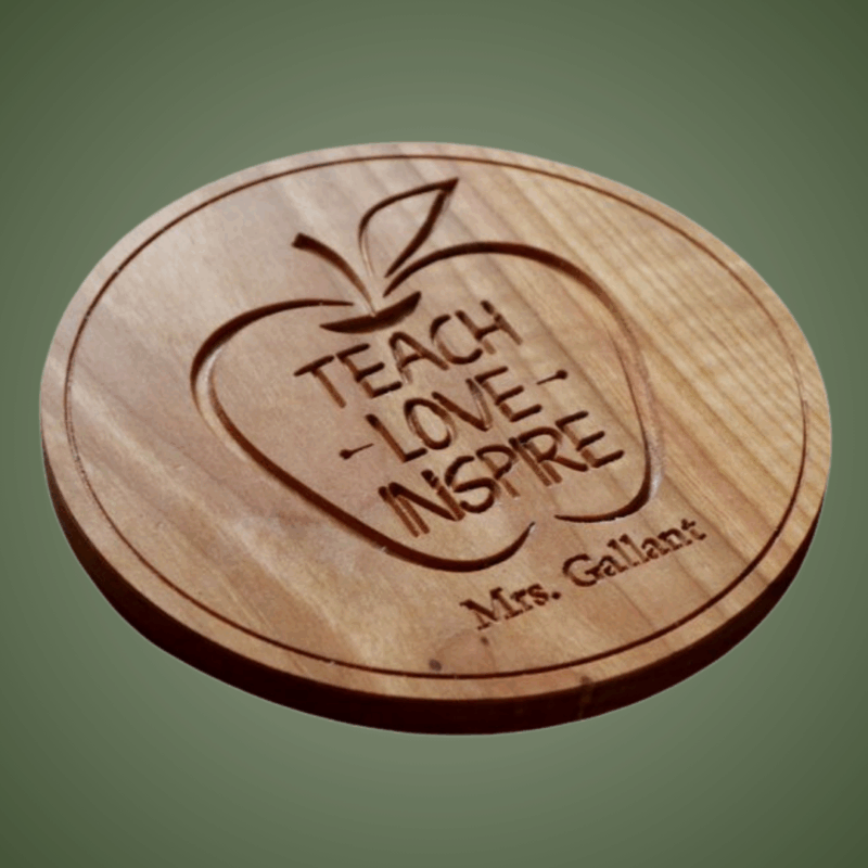 Personalized Teacher Trivet: Carved Wood Trivet