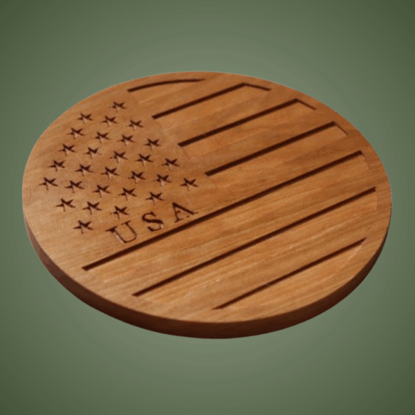 Personalized USA Trivet: Carved Wood Trivet