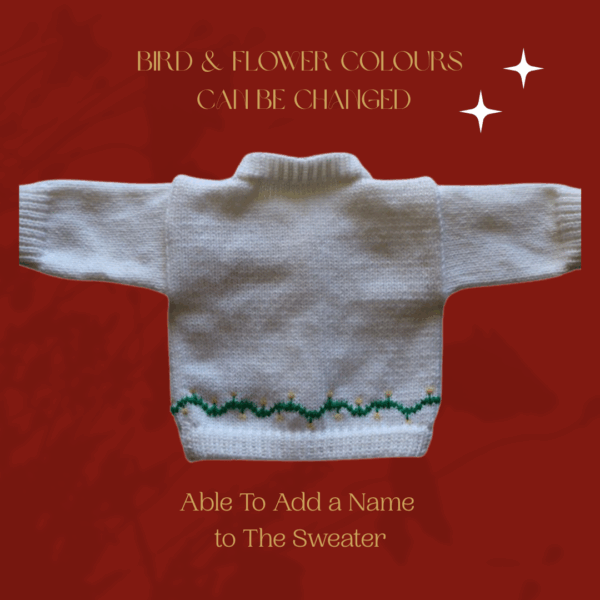 Cardinal Baby Sweater, Handmade Knitted Baby Sweater, Personalized Baby Sweater