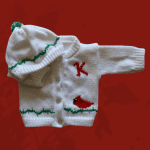 Cardinal Baby Sweater, Handmade Knitted Baby Sweater, Personalized Baby Sweater