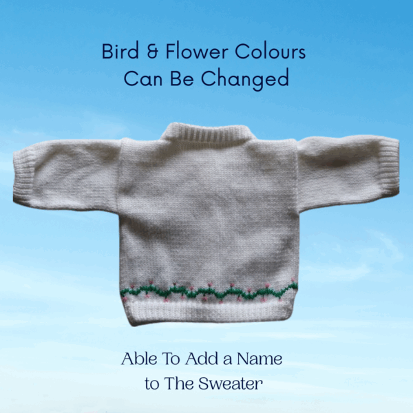 Blue Bird Baby Sweater, Handmade Knitted Baby Sweater, Personalized Baby Sweater