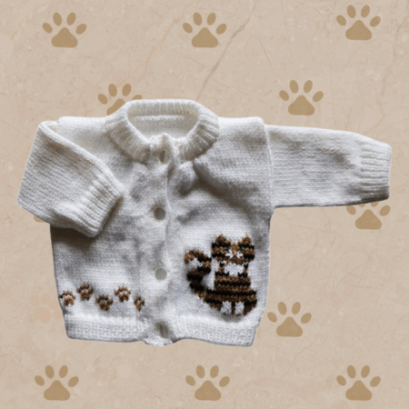 Tabby Cat Baby Sweater, Handmade Knitted Baby Sweater, Personalized Baby Sweater