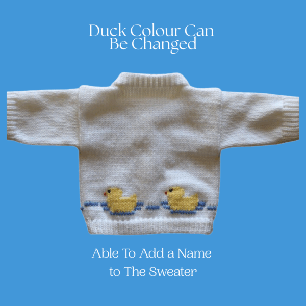 Duck Baby Sweater, Handmade Knitted Baby Sweater, Personalized Baby Sweater