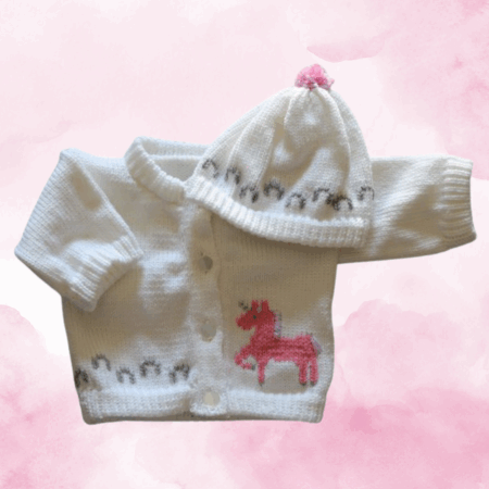 Unicorn Baby Sweater, Handmade Knitted Baby Sweater, Personalized Baby Sweater