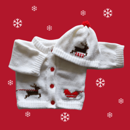 Reindeer Baby Sweater, Handmade Knitted Baby Sweater, Personalized Baby Sweater