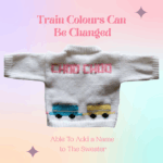 Train Pastel Baby Sweater, Handmade Knitted Baby Sweater, Personalized Baby Sweater