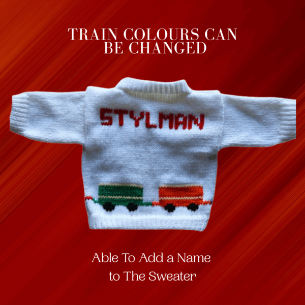 Train Baby Sweater, Handmade Knitted Baby Sweater, Personalized Baby Sweater