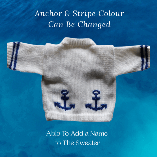 Sailor Baby Sweater, Handmade Knitted Baby Sweater, Personalized Baby Sweater