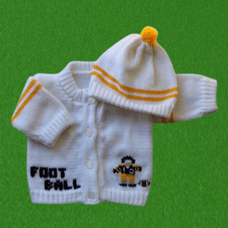 Football Baby Sweater, Handmade Knitted Baby Sweater, Personalized Baby Sweater