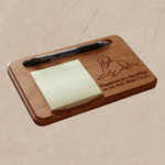 Carved Wooden Lab Dog Sticky Note Holder: Personalized Notepad & Pen Organizer