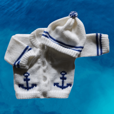 Sailor Baby Sweater, Handmade Knitted Baby Sweater, Personalized Baby Sweater