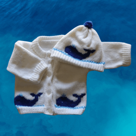 Whale Baby Sweater, Handmade Knitted Baby Sweater, Personalized Baby Sweater
