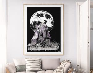 baby elephant original hand drawn art