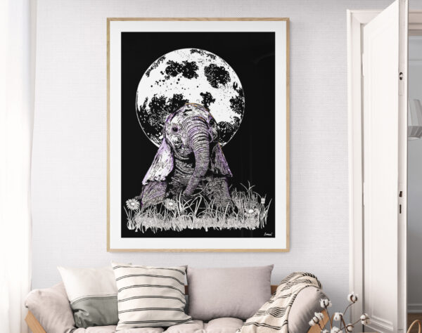 Baby Elephant, Hand drawn Original Wall Art -Digital Download