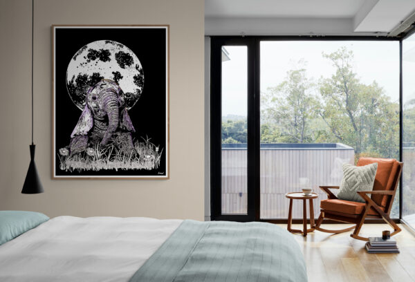 Baby Elephant, Hand drawn Original Wall Art -Digital Download