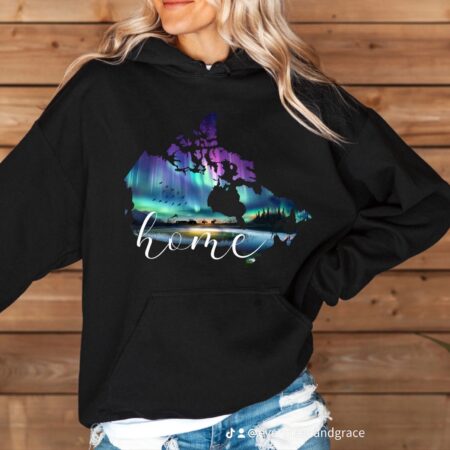 Canada Home Hoodie – Northern Lights Canada Map Sweatshirt | Manitoba Made