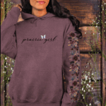 Prairie Girl Hoodie – Floral Sleeve Sweatshirt | Manitoba Made Canadian Apparel