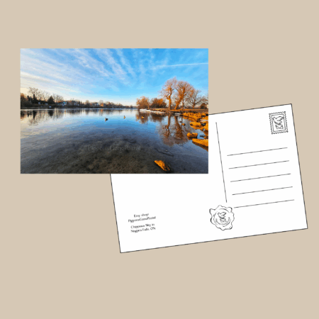 River sky reflection clouds postcard