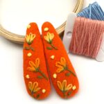 Hand Embroidered Floral Linen Hair Clip – Handmade in Canada