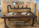 Steampunk Raised Dog Bowl Feeder: Knotty Pine, Industrial Style