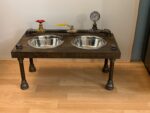 Unique steampunk style raised dog bowl feeder